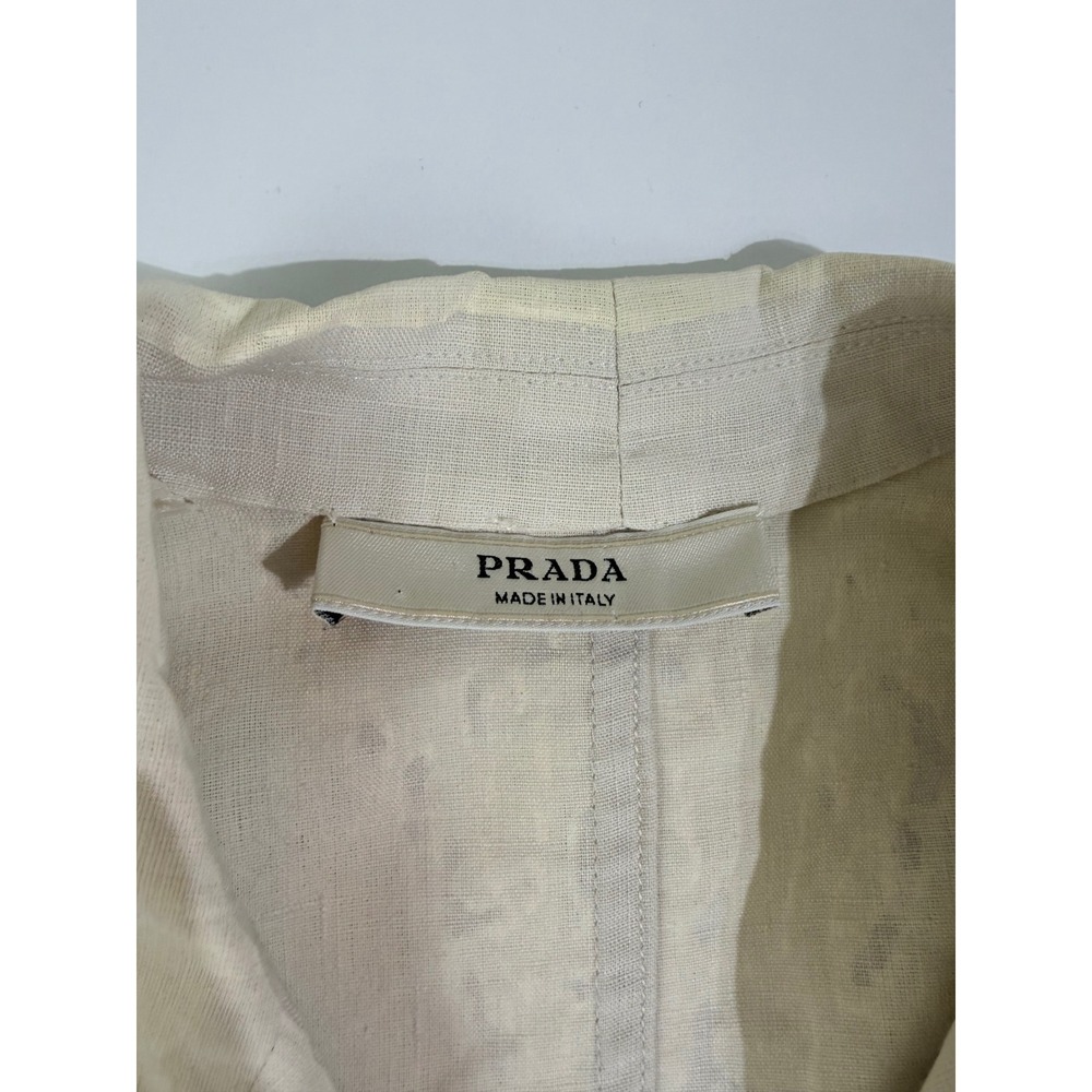 RARE VTG Prada Cream Linen Devore Burnout Blazer Made in Italy * FLAWS * - Picture 3 of 16